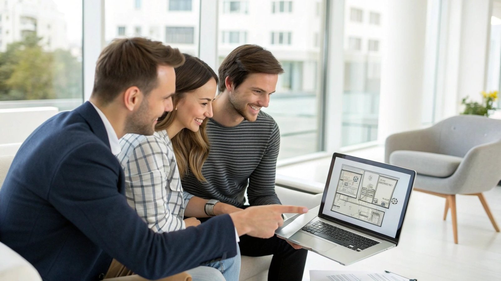 RICS chartered surveyor consulting with property buyers in Wakefield